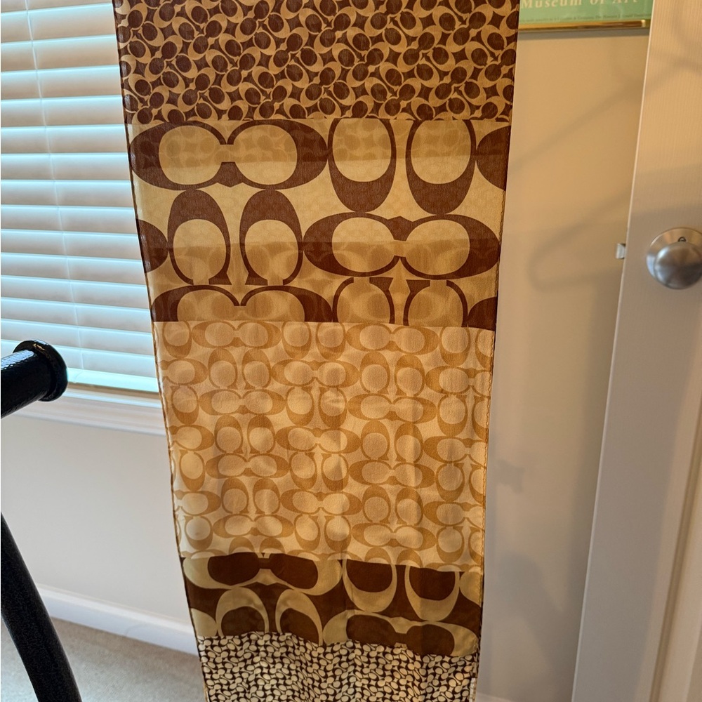 Coach Signature Monogram Scarf in Brown and Tan